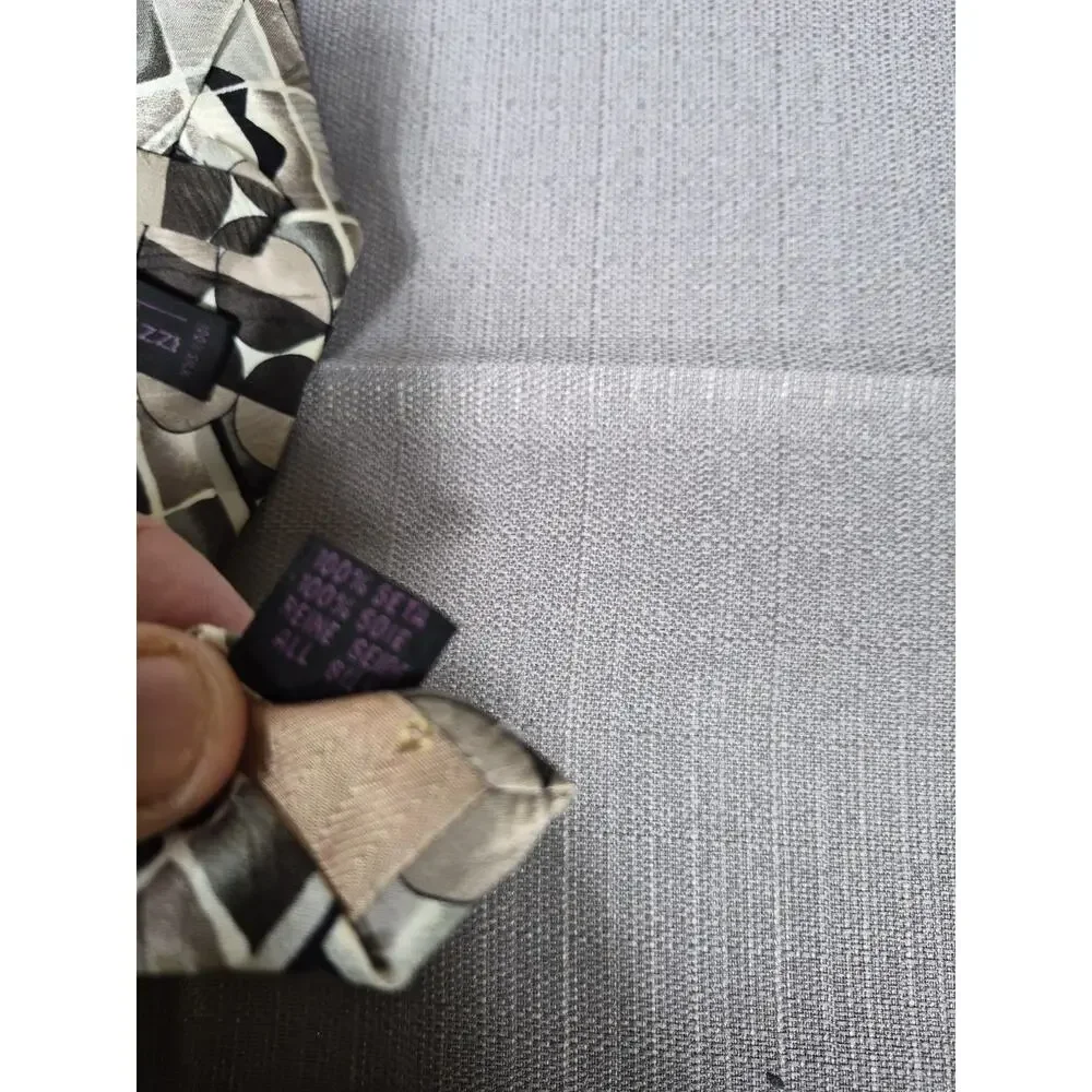 Geometric Abstract Circle Print Tie Mens Gray Classic Pointed Necktie One Size